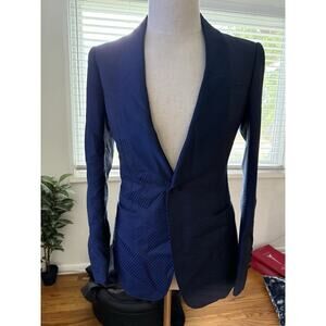 Frere Men's geometric Navy Jacket Classic BLAZER Size 40 Dormeuil